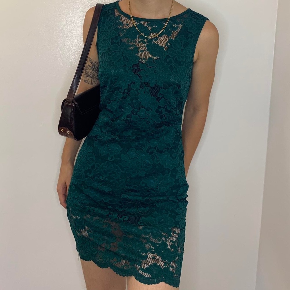 Bebe Emerald Green Lace Romper